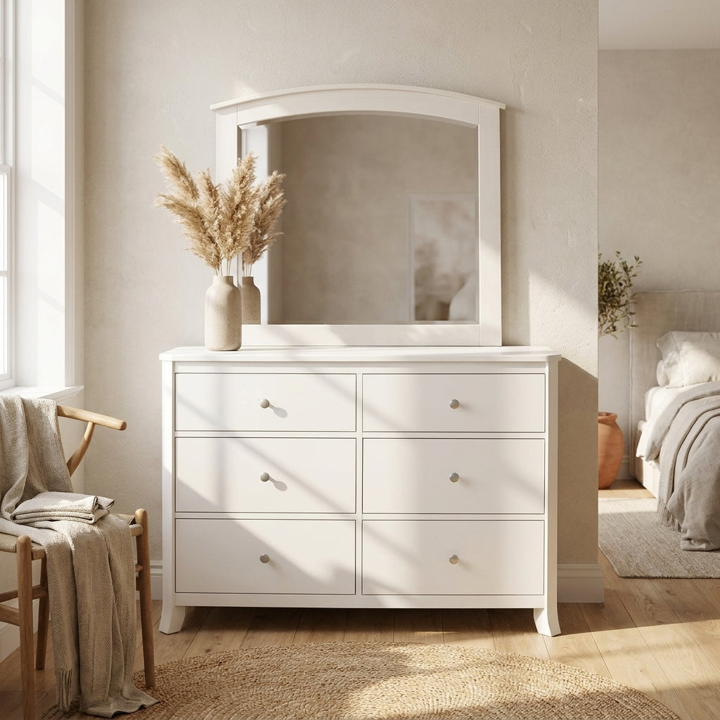 Mahogany Wood Dresser Mirror, Antique White