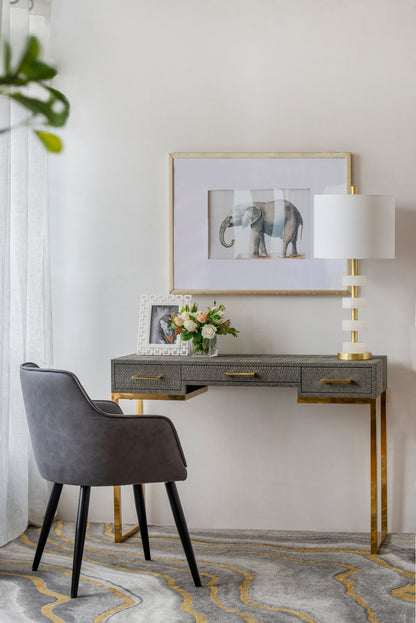 Marble Table Lamp with Brass Frame and White Fabric Drum Shade – view 8