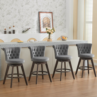 26" Gray Velvet Swivel Counter Height Bar Stools, Set of 2 – view 21