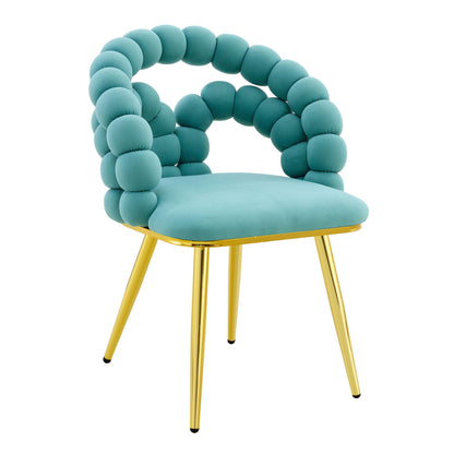 Puffy Bubble Ball Chain Upholstered Dining Chairs, Light Blue or Yellow – view 2