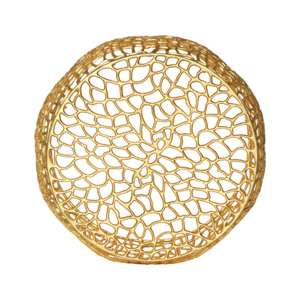 Modern Glam Mesh Coffee Table with Gold Accents and Aluminum Frame – view 5
