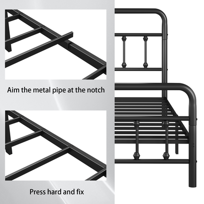 Black Metal Full Size Bed Frame with Headboard and Under-Bed Storage – view 6