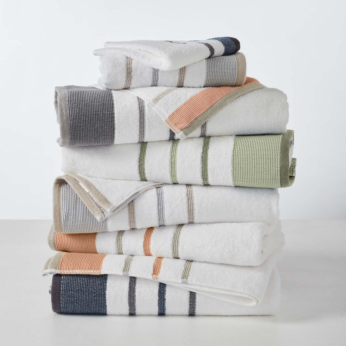 Decorative Cotton Stripe Bath Towel Set – Noelle Collection – view 35