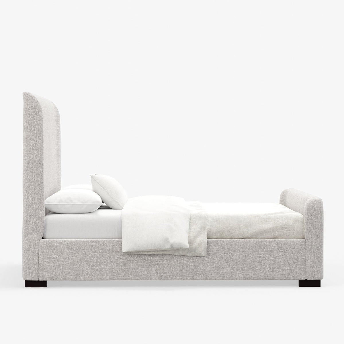 Adele Upholstered Platform Bed with Wingback Headboard, Stone Beige – view 4