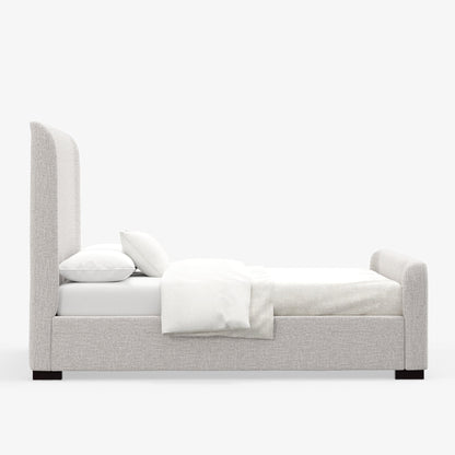 Adele Upholstered Platform Bed with Wingback Headboard, Stone Beige – view 4