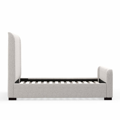 Adele Upholstered Platform Bed with Wingback Headboard, Stone Beige – view 9