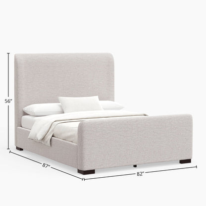 Adele Upholstered Platform Bed with Wingback Headboard, Stone Beige – view 13