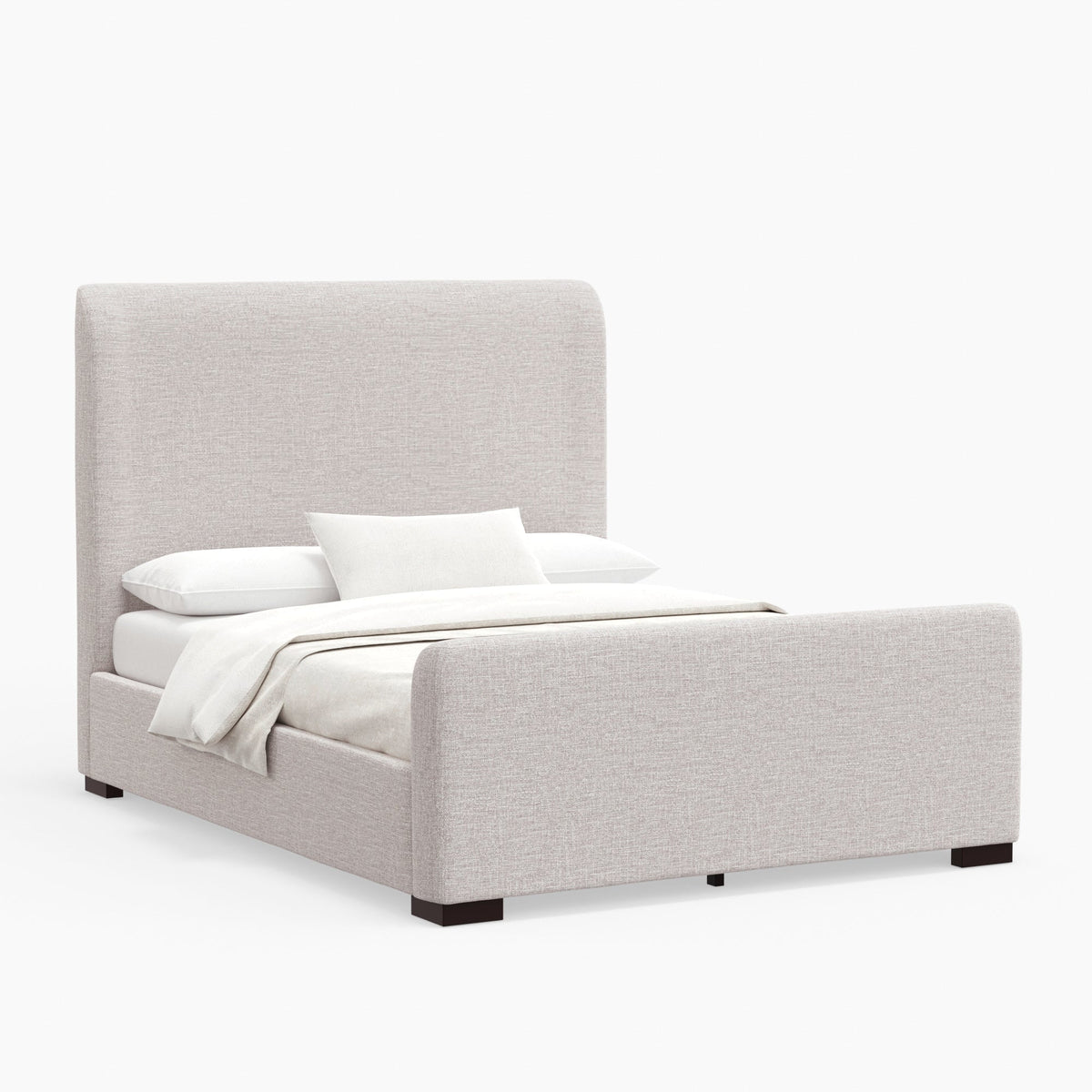 Adele Upholstered Platform Bed with Wingback Headboard, Stone Beige – view 2