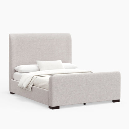 Adele Upholstered Platform Bed with Wingback Headboard, Stone Beige – view 2