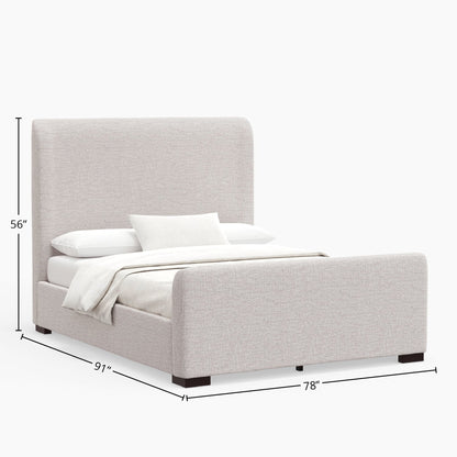 Adele Upholstered Platform Bed with Wingback Headboard, Stone Beige – view 12