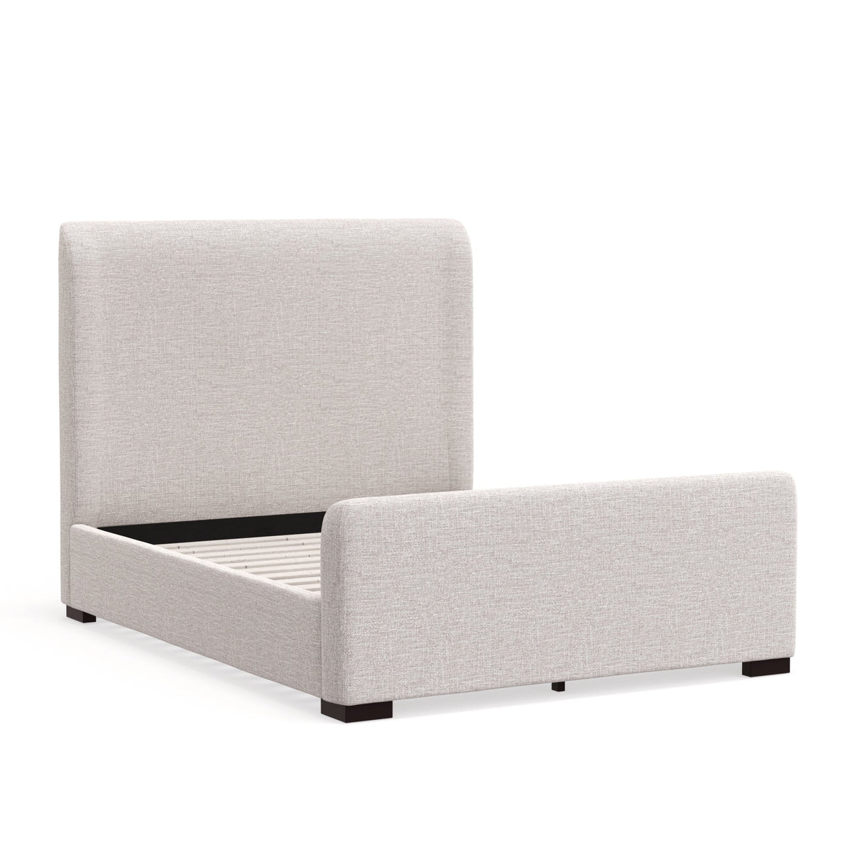 Adele Upholstered Platform Bed with Wingback Headboard, Stone Beige – view 7