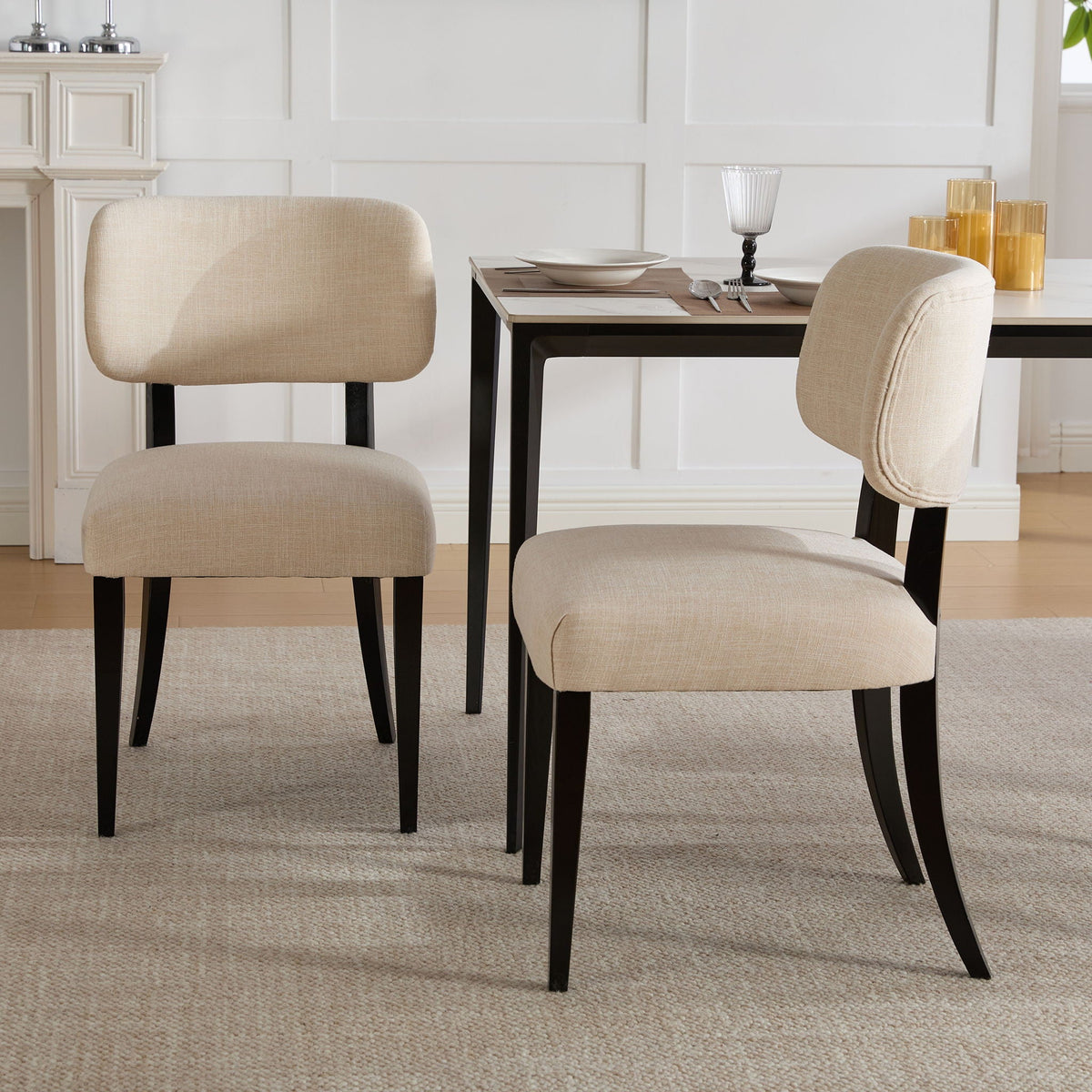 Farmhouse Cream Upholstered Kitchen Dining Chairs, Set of 2 – view 2