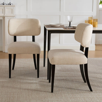 Farmhouse Cream Upholstered Kitchen Dining Chairs, Set of 2 – view 2