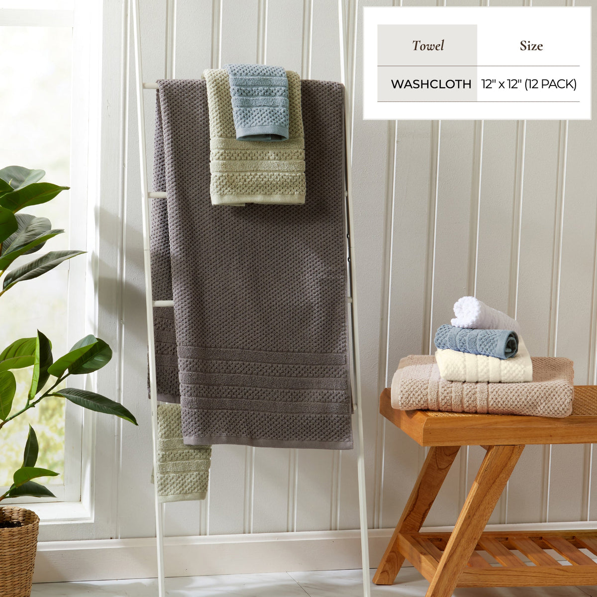 100% Cotton Checkered Jacquard Bath Towel Set – Giuliana Collection – view 123