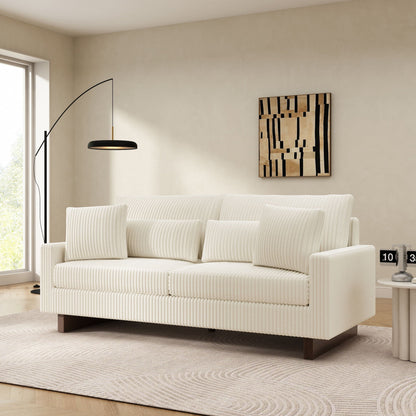 Modern Fabric Loveseat Sofa with 4 Pillows in Beige, Black or Dark Gray – view 9