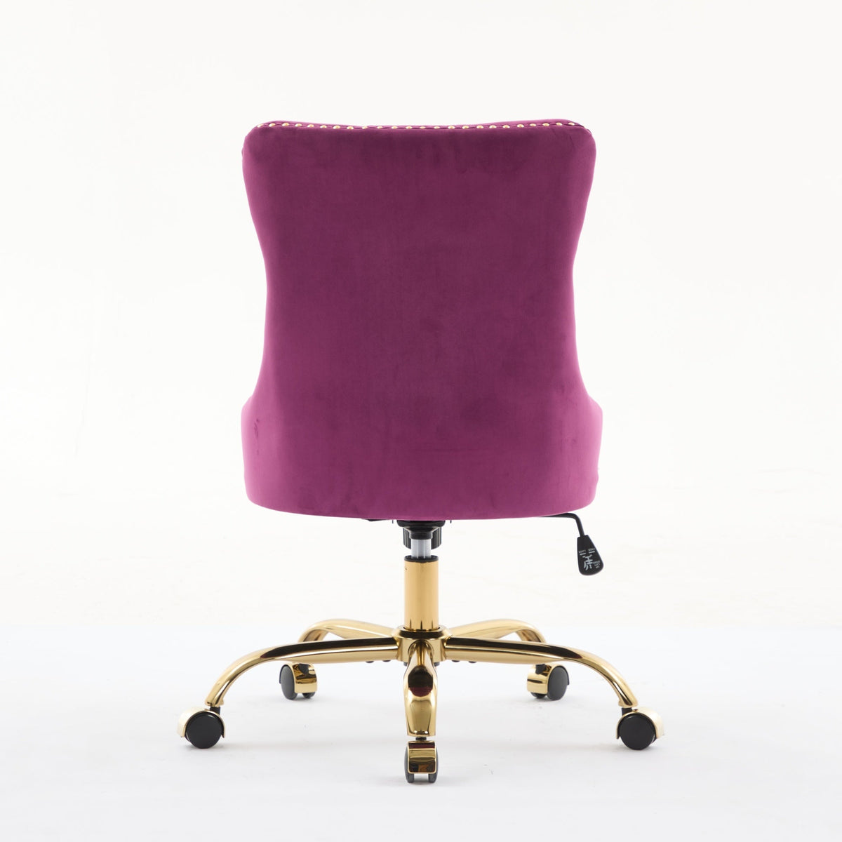 Purple Velvet Tufted Office Chair with Gold Accents and Nailhead Trim – view 7