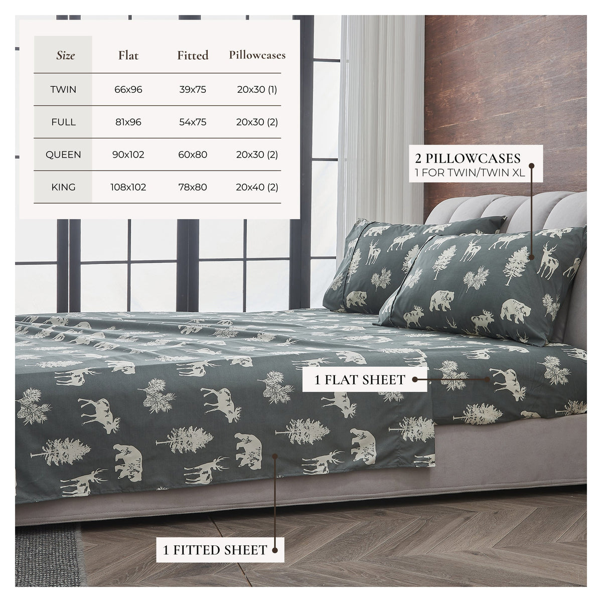 Lodge Print Microfiber Sheet Set – Mountain Ridge Collection – view 19
