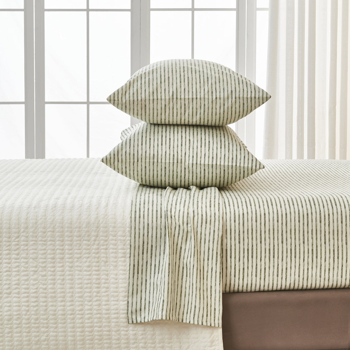 Brushed Microfiber Striped Sheet Set – Evette Collection – view 20