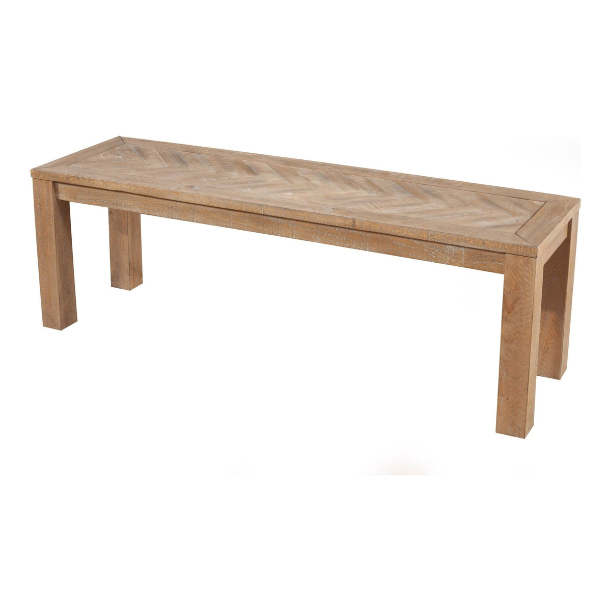 Aiden Rustic Dining Bench with Chevron Inlay, Natural Weathered – view 8