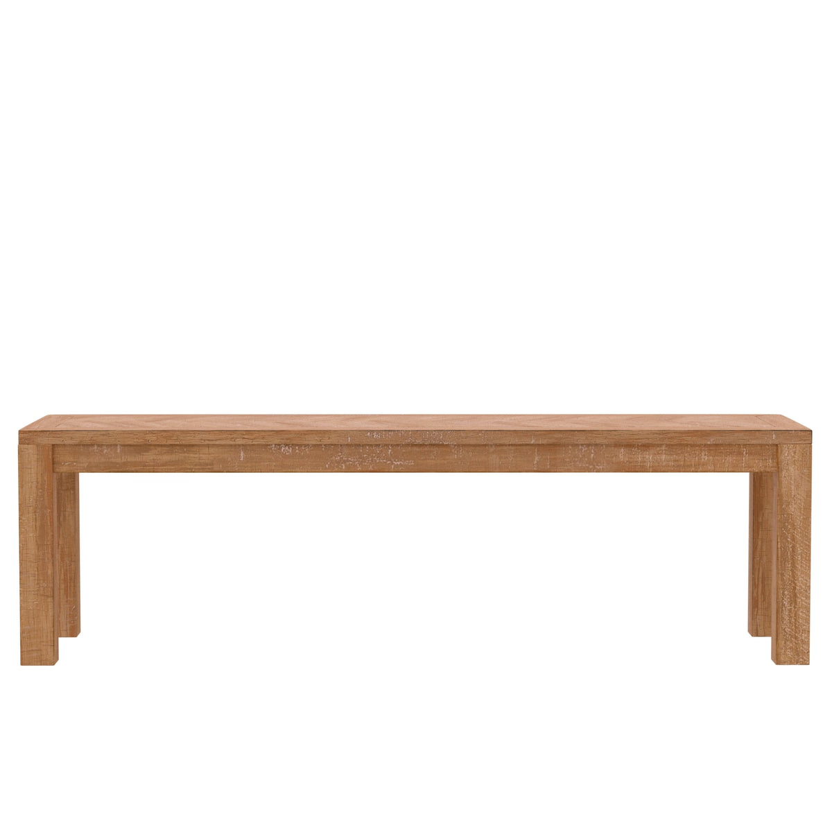 Aiden Rustic Dining Bench with Chevron Inlay, Natural Weathered – view 3
