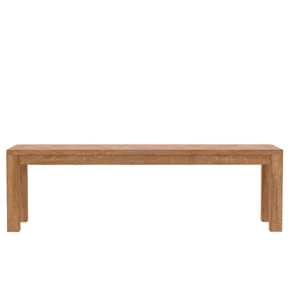 Aiden Rustic Dining Bench with Chevron Inlay, Natural Weathered – view 3