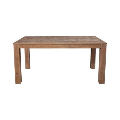 Aiden Solid Pine Dining Table with Chevron Inlay Top, Natural Weathered – view 11