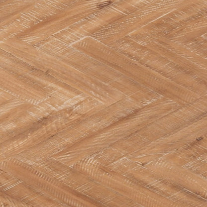 Aiden Solid Pine Dining Table with Chevron Inlay Top, Natural Weathered – view 8