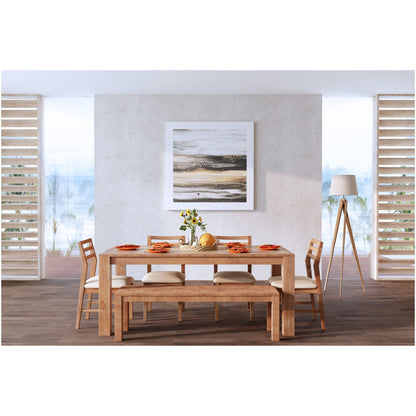 Aiden Solid Pine Dining Table with Chevron Inlay Top, Natural Weathered – view 2