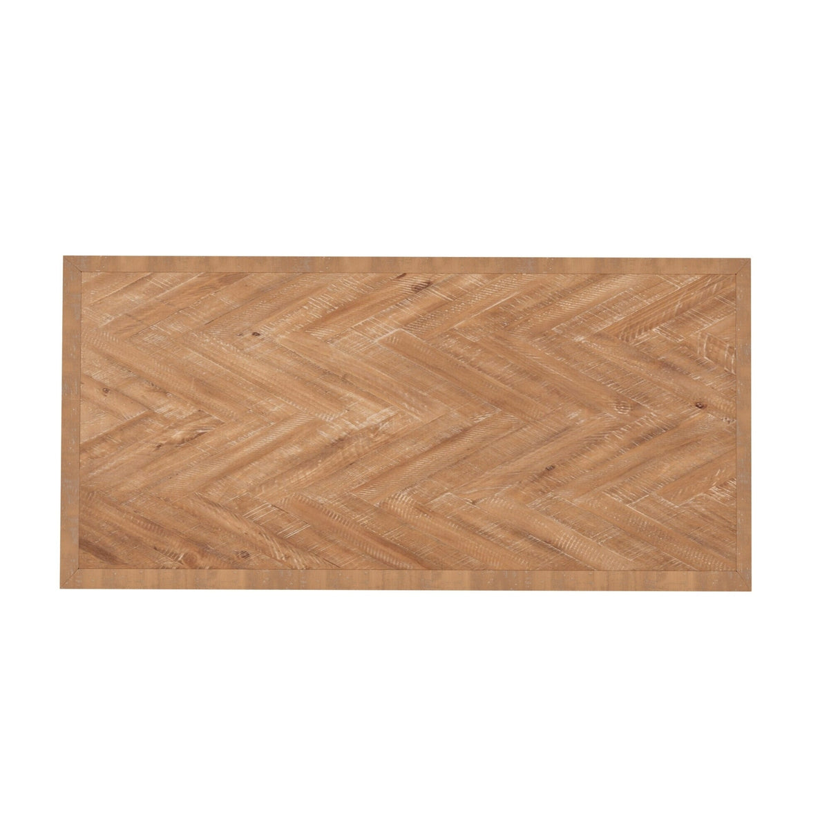 Aiden Solid Pine Dining Table with Chevron Inlay Top, Natural Weathered – view 6