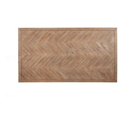 Aiden Solid Pine Dining Table with Chevron Inlay Top, Natural Weathered – view 12