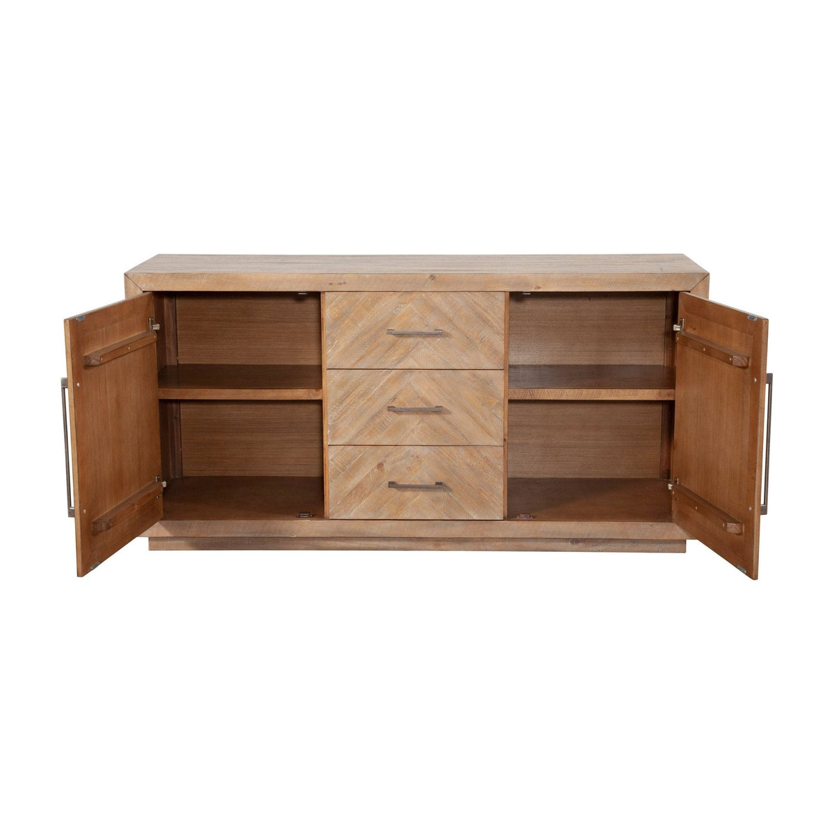 Aiden Pine Sideboard with Chevron Inlay, Natural Weathered – view 5