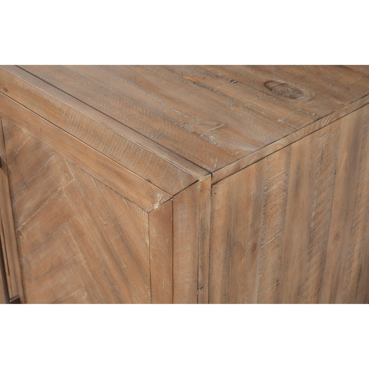 Aiden Pine Sideboard with Chevron Inlay, Natural Weathered – view 6