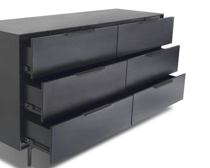 Akira 6-Drawer Dresser with Metal Legs, Black – view 5