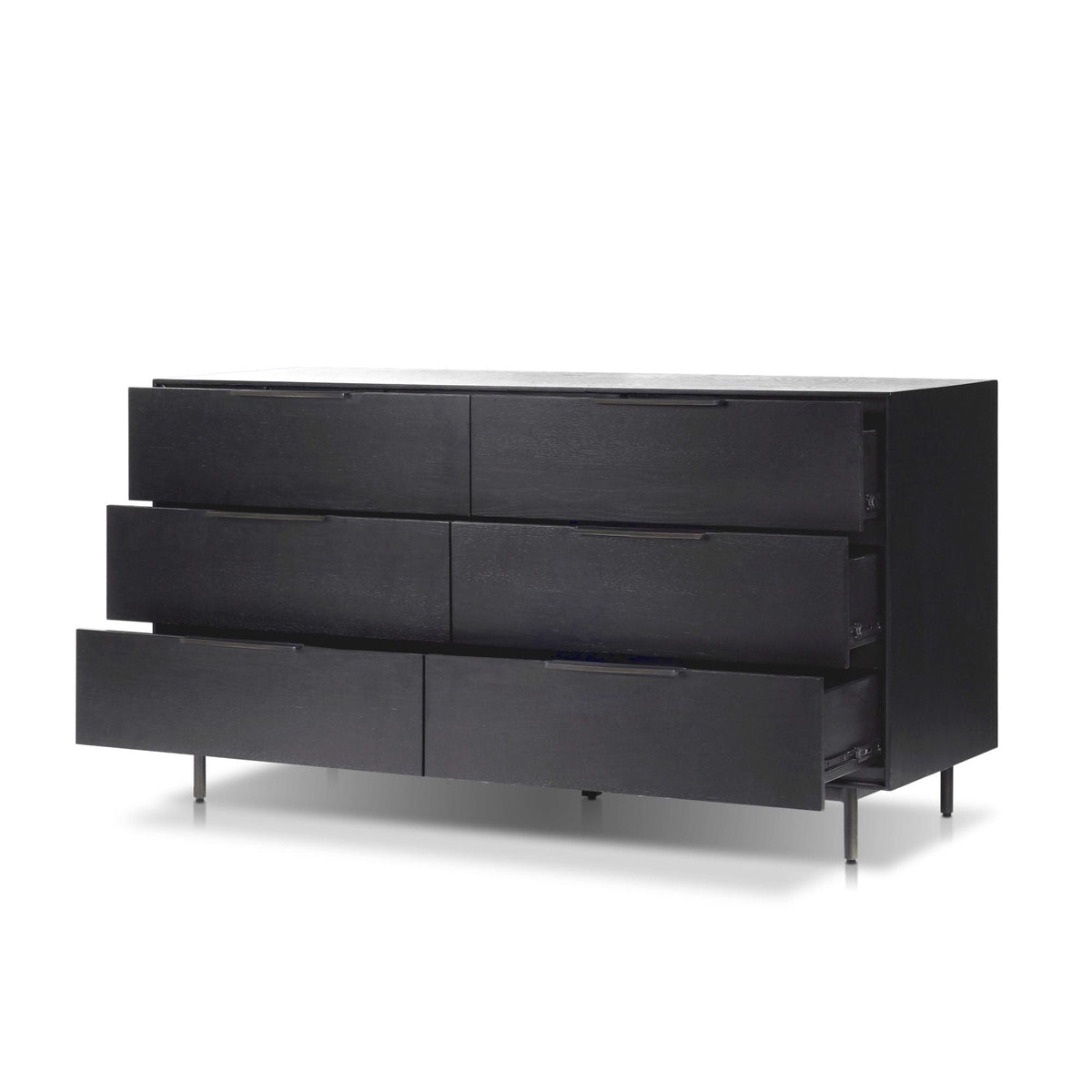 Akira 6-Drawer Dresser with Metal Legs, Black – view 4