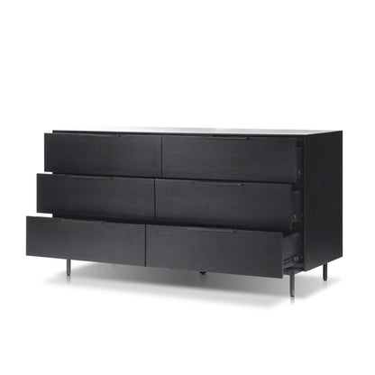 Akira 6-Drawer Dresser with Metal Legs, Black – view 4