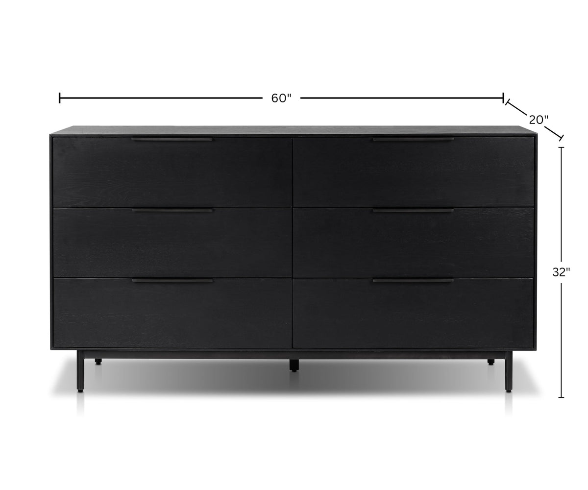 Akira 6-Drawer Dresser with Metal Legs, Black – view 6