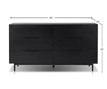 Akira 6-Drawer Dresser with Metal Legs, Black – view 6