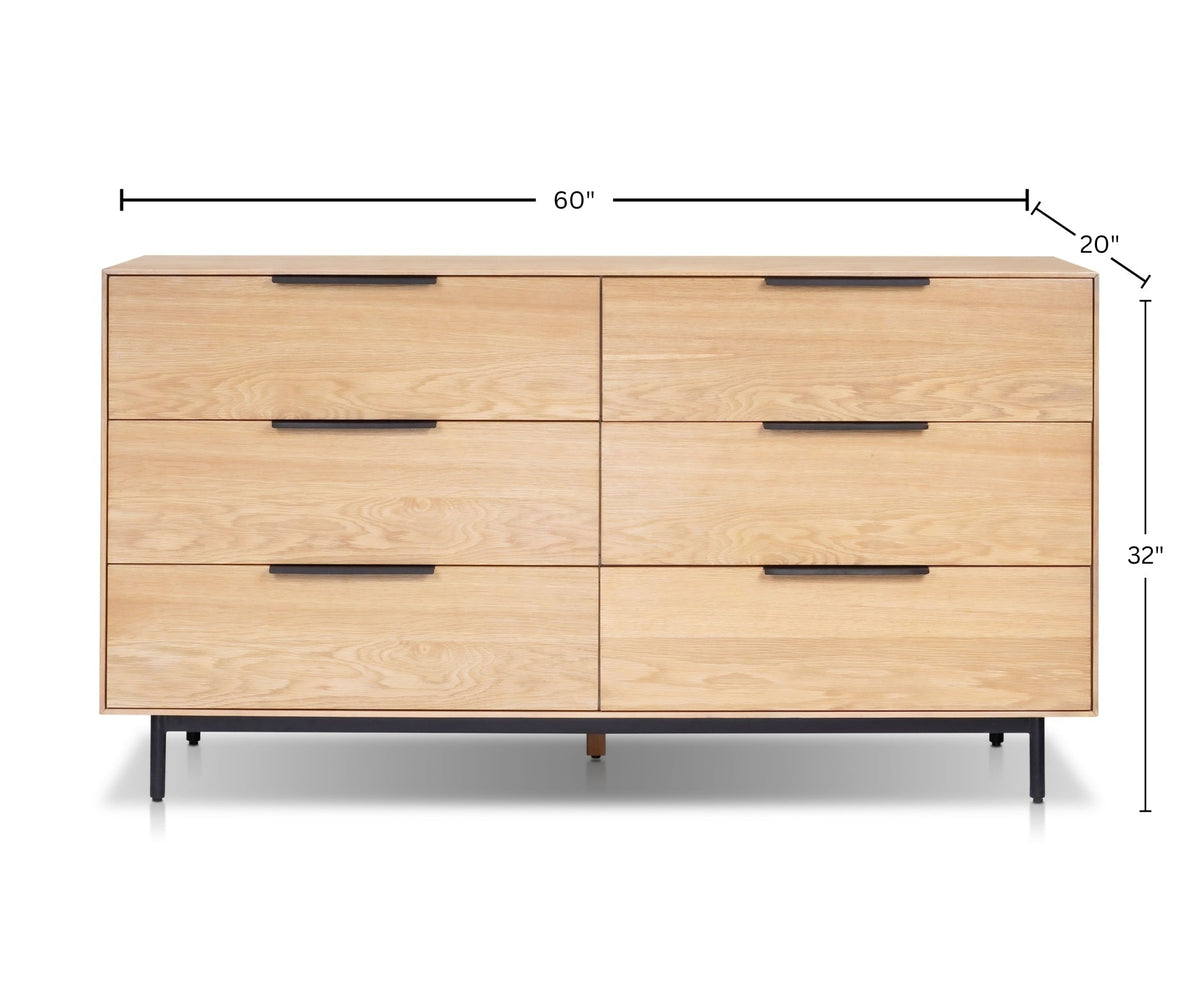 Akira 6-Drawer Dresser with Metal Legs, Light Oak – view 6