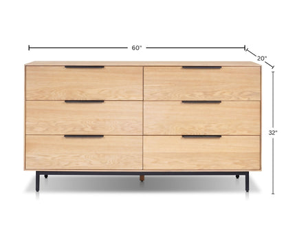 Akira 6-Drawer Dresser with Metal Legs, Light Oak – view 6