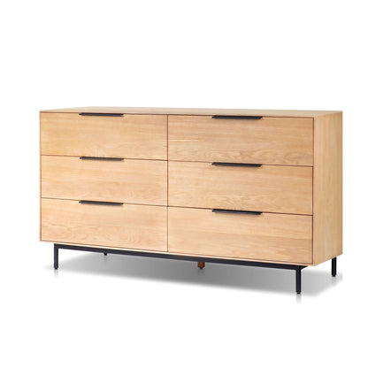 Akira 6-Drawer Dresser with Metal Legs, Light Oak – view 4