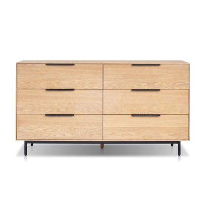 Akira 6-Drawer Dresser with Metal Legs, Light Oak – view 5