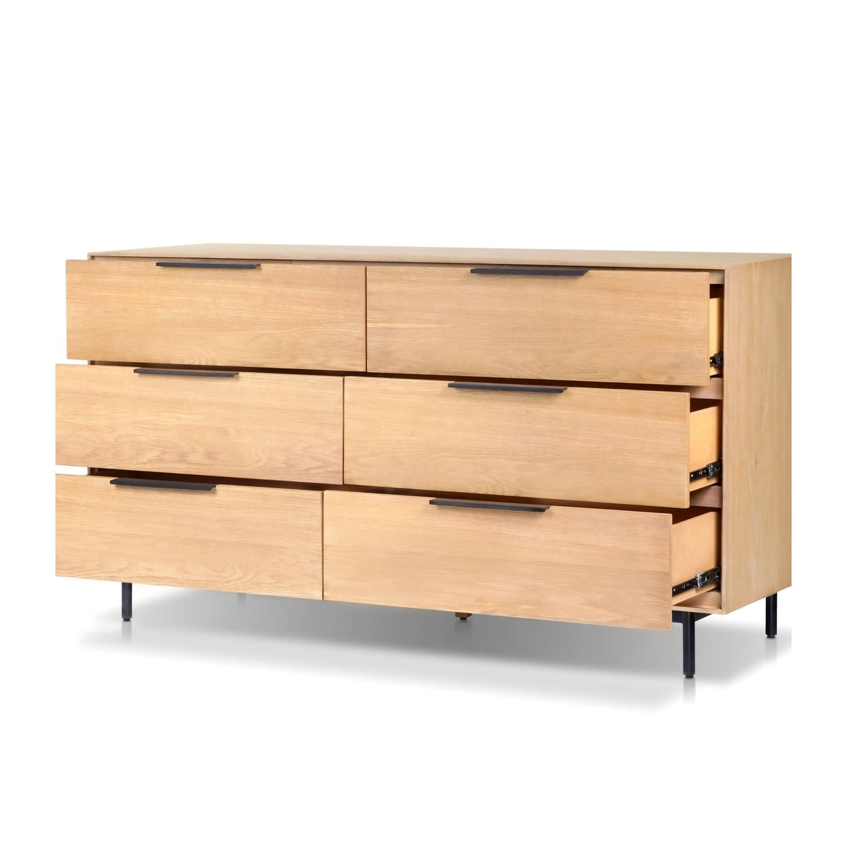 Akira 6-Drawer Dresser with Metal Legs, Light Oak – view 3