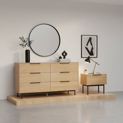 Akira 6-Drawer Dresser with Metal Legs, Light Oak – view 8