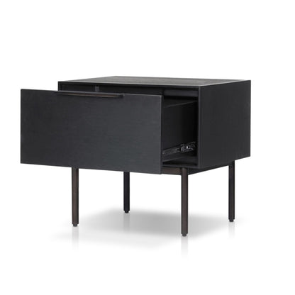 Akira Modern Nightstand in Black with Metal Legs and Dovetail Drawer – view 5