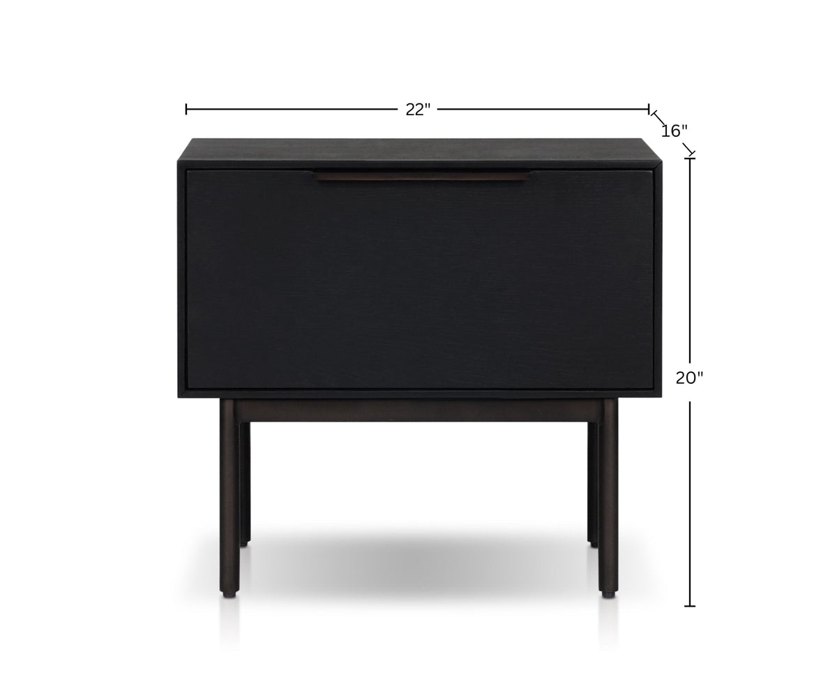 Akira Modern Nightstand in Black with Metal Legs and Dovetail Drawer – view 7