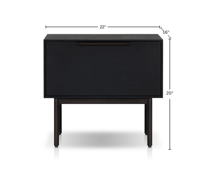 Akira Modern Nightstand in Black with Metal Legs and Dovetail Drawer – view 7