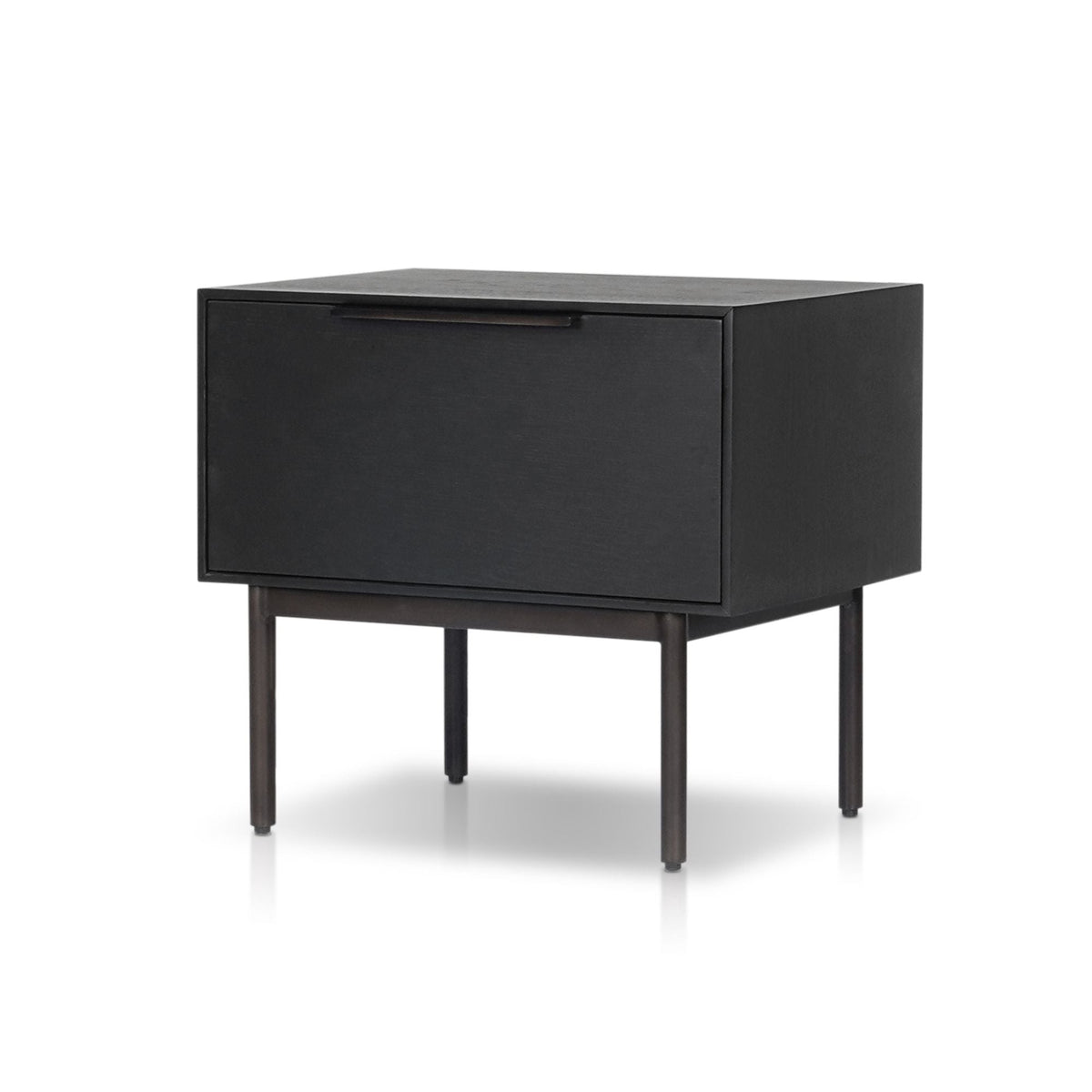 Akira Modern Nightstand in Black with Metal Legs and Dovetail Drawer – view 4