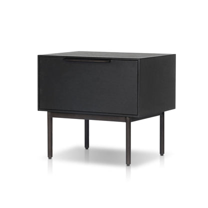 Akira Modern Nightstand in Black with Metal Legs and Dovetail Drawer – view 4