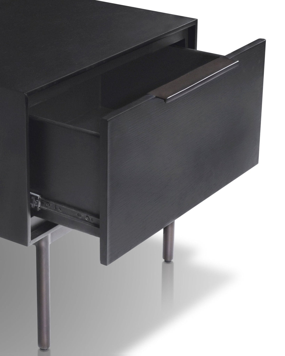 Akira Modern Nightstand in Black with Metal Legs and Dovetail Drawer – view 6