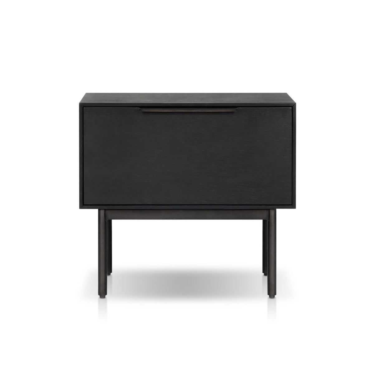 Akira Modern Nightstand in Black with Metal Legs and Dovetail Drawer – view 3